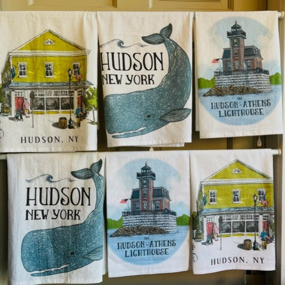 Three unique Hudson New York themed kitchen tea towels