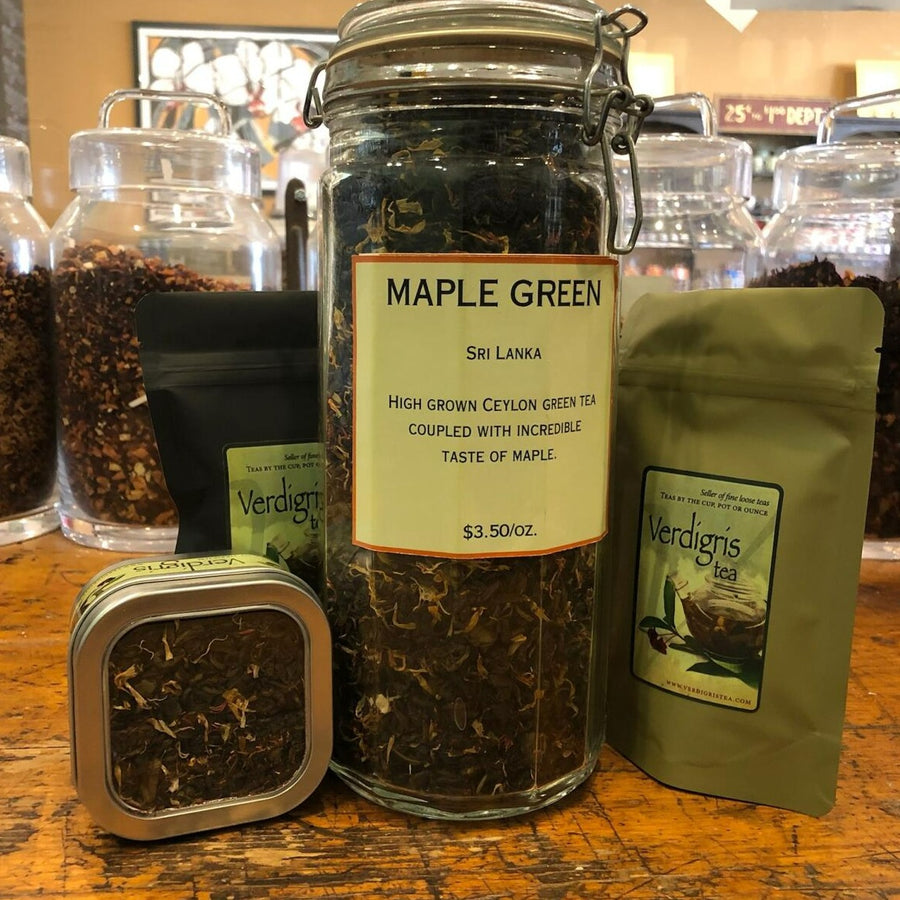 Jar of Verdigris Maple Green tea 